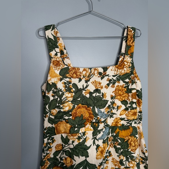 Orange Yellow with Blue Accent Linen Sundress - Picture 7 of 16